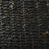 Dina Black Cornhusk and Water Hyacinth Round Coffee Table Pouf by Mercana at Eve Furniture