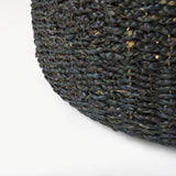 Dina Black Cornhusk and Water Hyacinth Round Coffee Table Pouf by Mercana at Eve Furniture