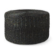 Dina Black Cornhusk and Water Hyacinth Round Coffee Table Pouf by Mercana at Eve Furniture