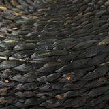 Dina Black Cornhusk and Water Hyacinth Round Pouf by Mercana at Eve Furniture