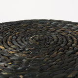 Dina Black Cornhusk and Water Hyacinth Round Pouf by Mercana at Eve Furniture
