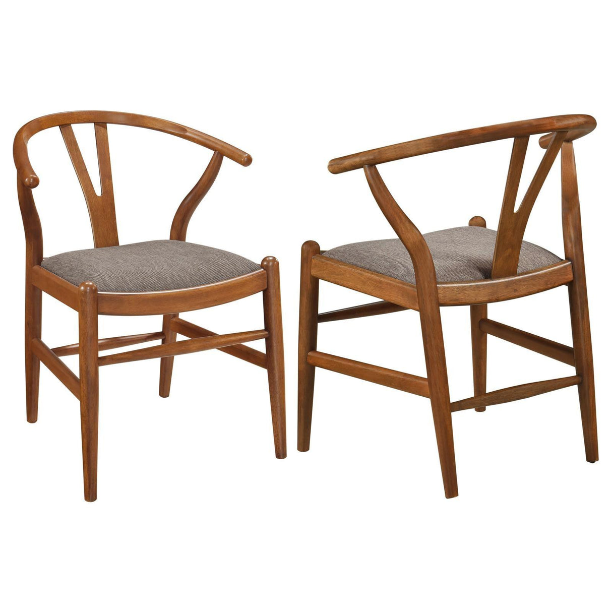 Dinah Danish Y-Shaped Back Wishbone Dining Side Chair Walnut and Brown (Set of 2) by Coaster at Eve Furniture