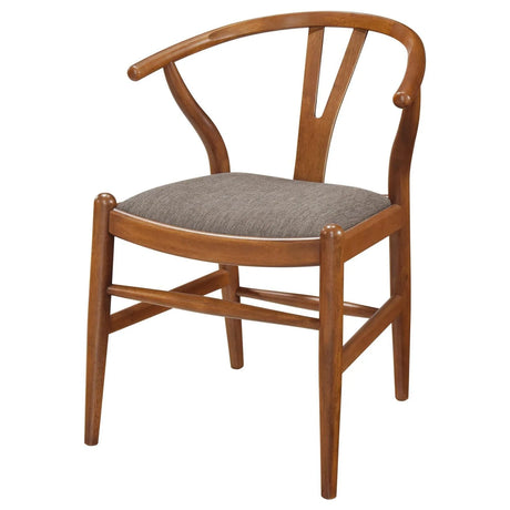 Dinah Danish Y-Shaped Back Wishbone Dining Side Chair Walnut and Brown (Set of 2) by Coaster at Eve Furniture