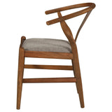 Dinah Danish Y-Shaped Back Wishbone Dining Side Chair Walnut and Brown (Set of 2) by Coaster at Eve Furniture