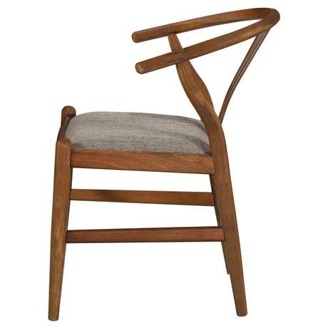 Dinah Danish Y-Shaped Back Wishbone Dining Side Chair Walnut and Brown (Set of 2) by Coaster at Eve Furniture