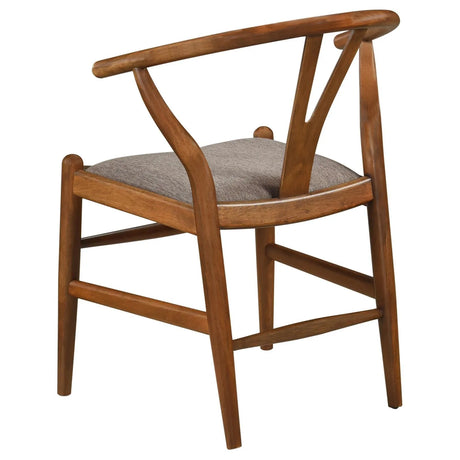 Dinah Danish Y-Shaped Back Wishbone Dining Side Chair Walnut and Brown (Set of 2) by Coaster at Eve Furniture