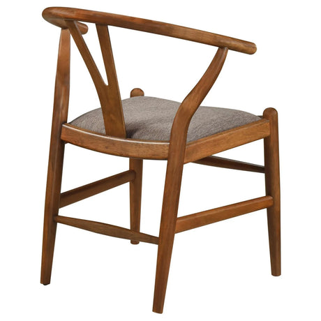 Dinah Danish Y-Shaped Back Wishbone Dining Side Chair Walnut and Brown (Set of 2) by Coaster at Eve Furniture