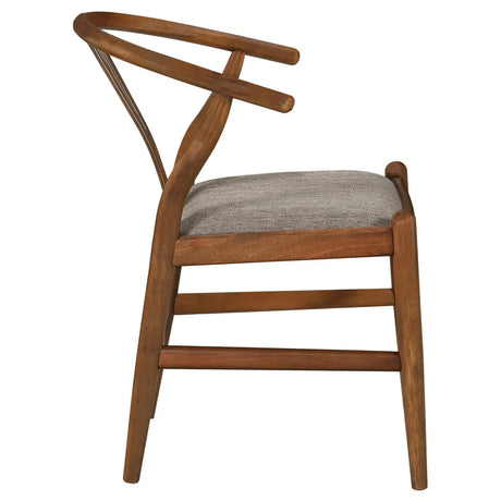 Dinah Danish Y-Shaped Back Wishbone Dining Side Chair Walnut and Brown (Set of 2) by Coaster at Eve Furniture