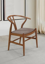 Dinah Danish Y-Shaped Back Wishbone Dining Side Chair Walnut and Brown (Set of 2) by Coaster at Eve Furniture