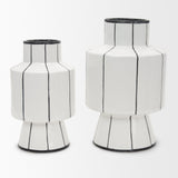 Dinah Large White w/ Black Stripes Ceramic Vase by Mercana at Eve Furniture