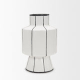 Dinah Large White w/ Black Stripes Ceramic Vase by Mercana at Eve Furniture