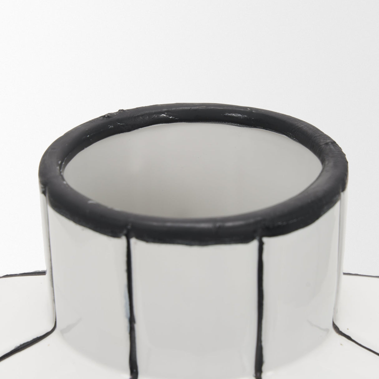 Dinah Large White w/ Black Stripes Ceramic Vase by Mercana at Eve Furniture