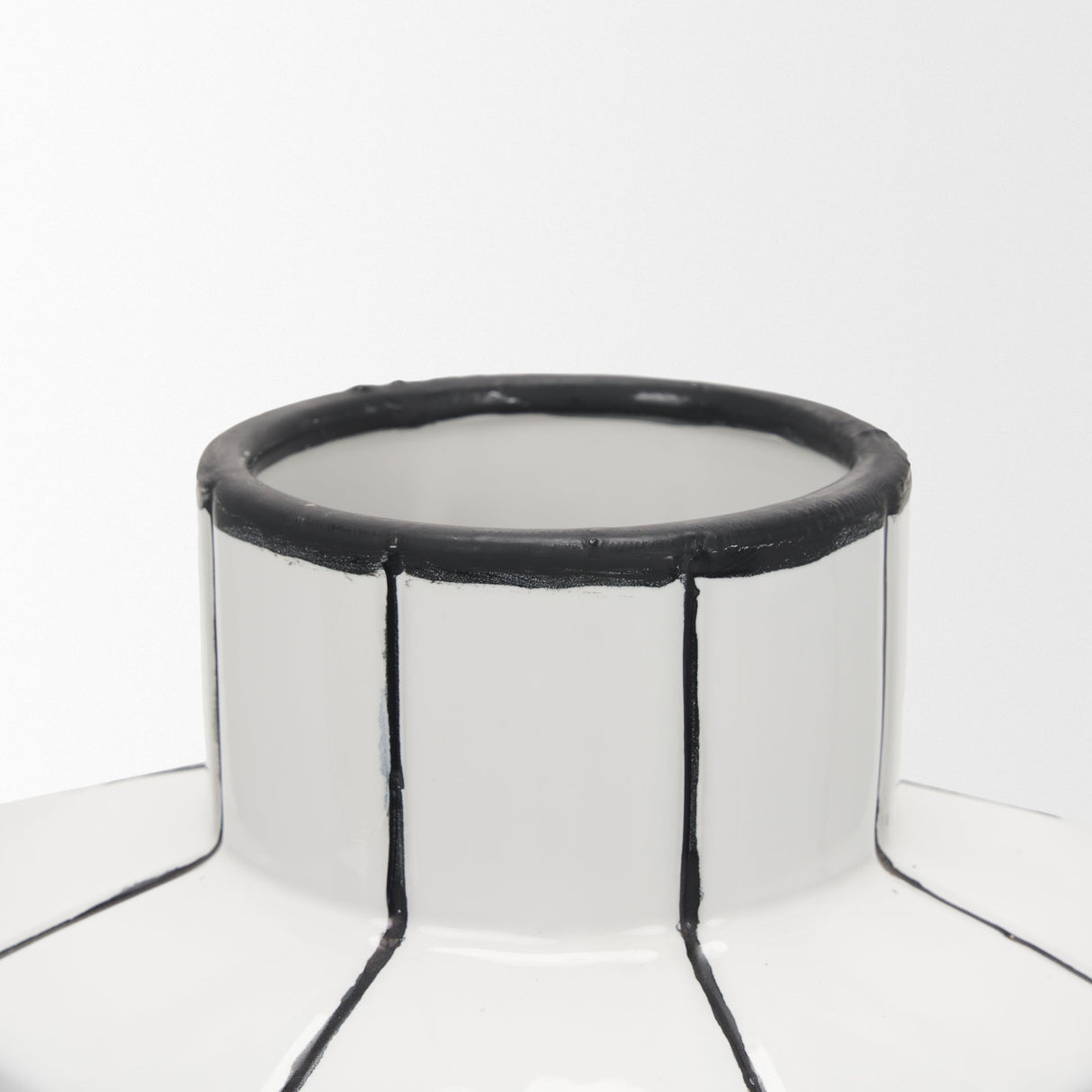 Dinah Large White w/ Black Stripes Ceramic Vase by Mercana at Eve Furniture