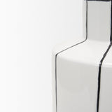 Dinah Large White w/ Black Stripes Ceramic Vase by Mercana at Eve Furniture