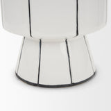 Dinah Large White w/ Black Stripes Ceramic Vase by Mercana at Eve Furniture