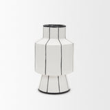 Dinah Small White w/ Black Stripes Ceramic Vase by Mercana at Eve Furniture