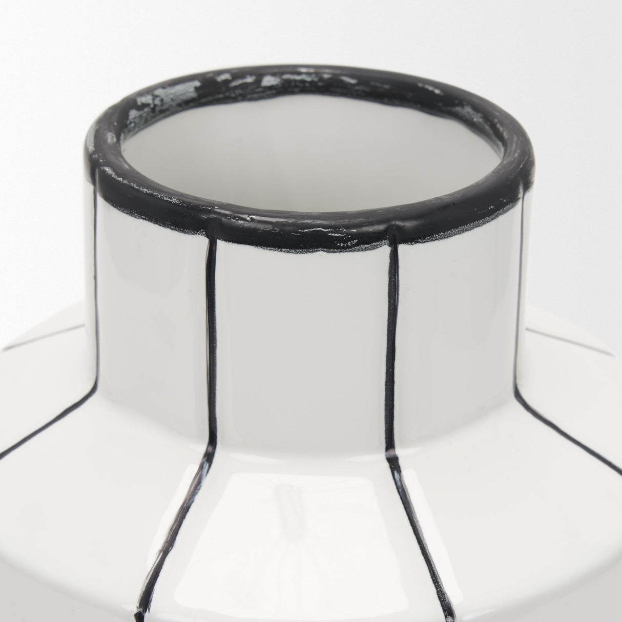 Dinah Small White w/ Black Stripes Ceramic Vase by Mercana at Eve Furniture