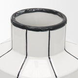 Dinah Small White w/ Black Stripes Ceramic Vase by Mercana at Eve Furniture