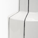 Dinah Small White w/ Black Stripes Ceramic Vase by Mercana at Eve Furniture