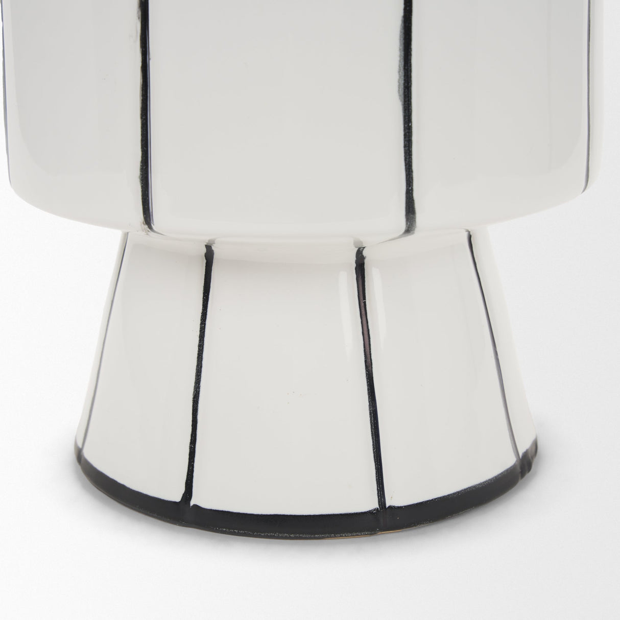 Dinah Small White w/ Black Stripes Ceramic Vase by Mercana at Eve Furniture