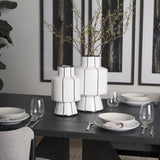 Dinah Small White w/ Black Stripes Ceramic Vase by Mercana at Eve Furniture