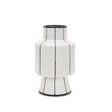 Dinah Small White w/ Black Stripes Ceramic Vase by Mercana at Eve Furniture