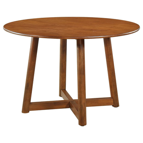 Dinah Walnut Round Solid Wood Dining Table by Coaster at Eve Furniture