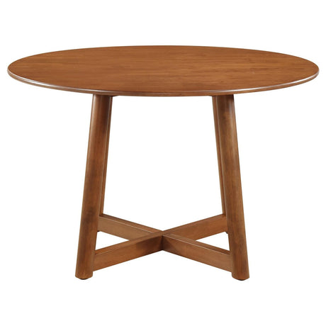 Dinah Walnut Round Solid Wood Dining Table by Coaster at Eve Furniture