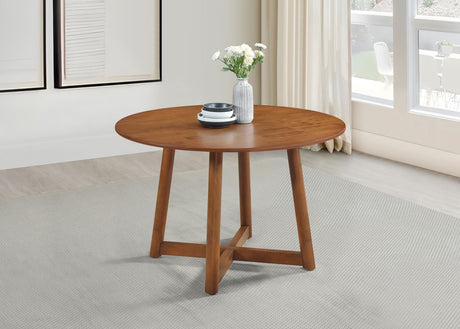 Dinah Walnut Round Solid Wood Dining Table by Coaster at Eve Furniture