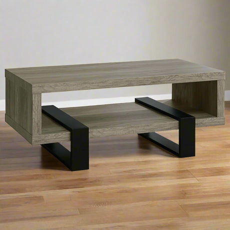 Dinard Gray Driftwood Coffee Table with Shelf