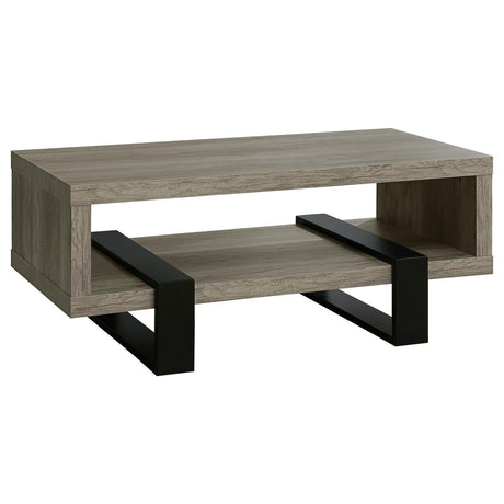 Dinard Gray Driftwood Coffee Table with Shelf by Coaster at Eve Furniture