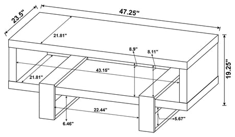 Dinard Gray Driftwood Coffee Table with Shelf by Coaster at Eve Furniture