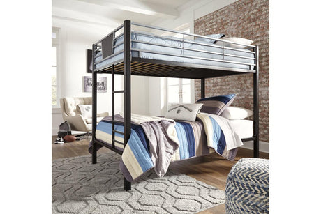 Dinsmore Black/Gray Twin over Twin Bunk Bed with Ladder by Ashley at Eve Furniture