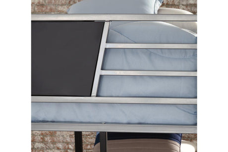 Dinsmore Black/Gray Twin over Twin Bunk Bed with Ladder by Ashley at Eve Furniture