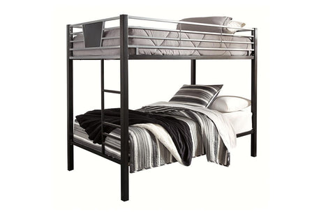 Dinsmore Black/Gray Twin over Twin Bunk Bed with Ladder by Ashley at Eve Furniture