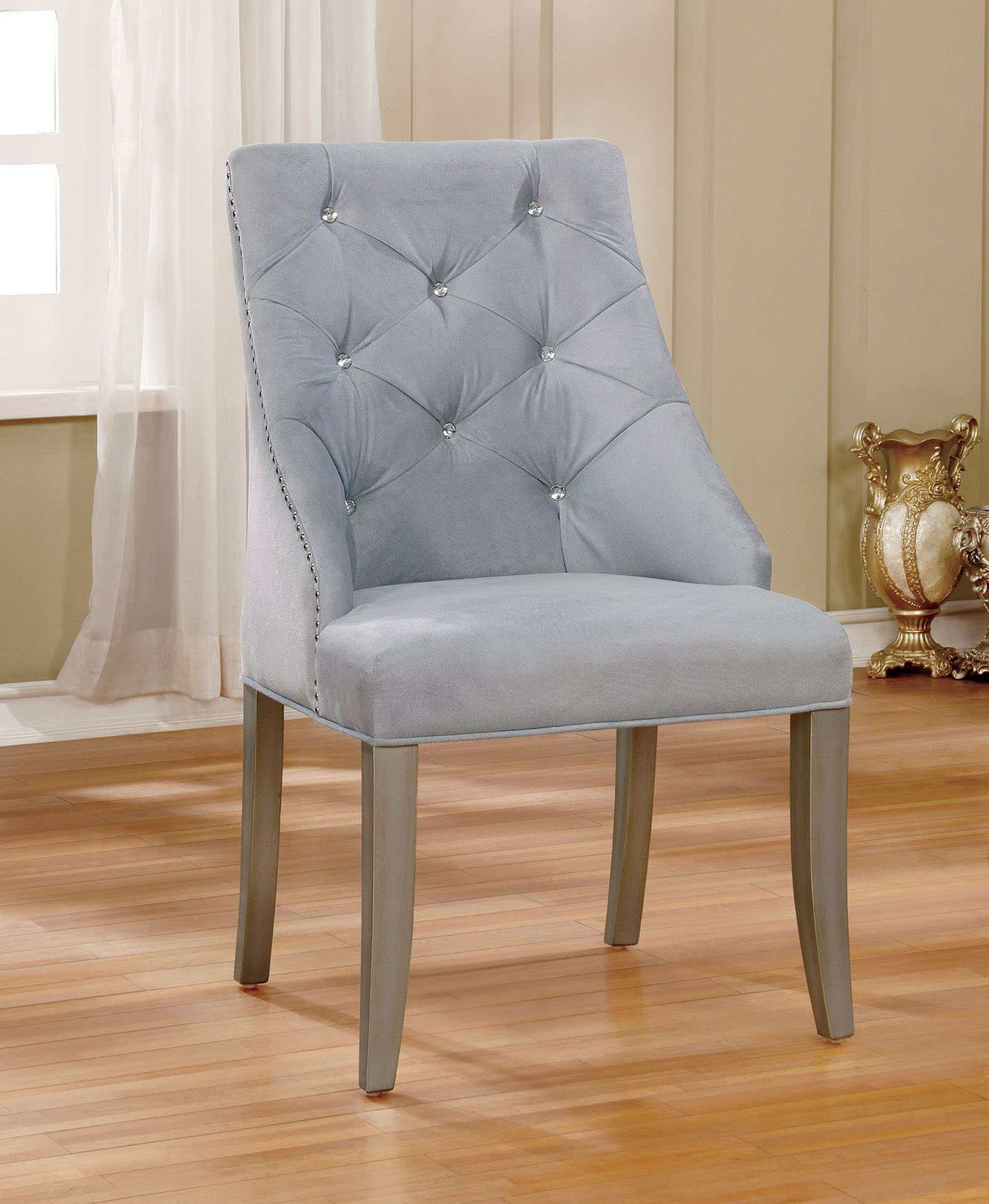 Diocles Silver & Gray 6-Piece Dining Room Set by Furniture of America at Eve Furniture