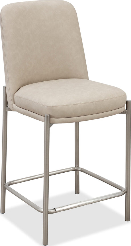 Dion Camel/Brushed Nickel Upholstered Counter Stool (Set of 2) by Modus Furniture at Eve Furniture