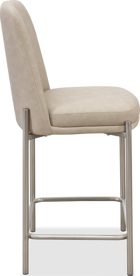 Dion Camel/Brushed Nickel Upholstered Counter Stool (Set of 2) by Modus Furniture at Eve Furniture