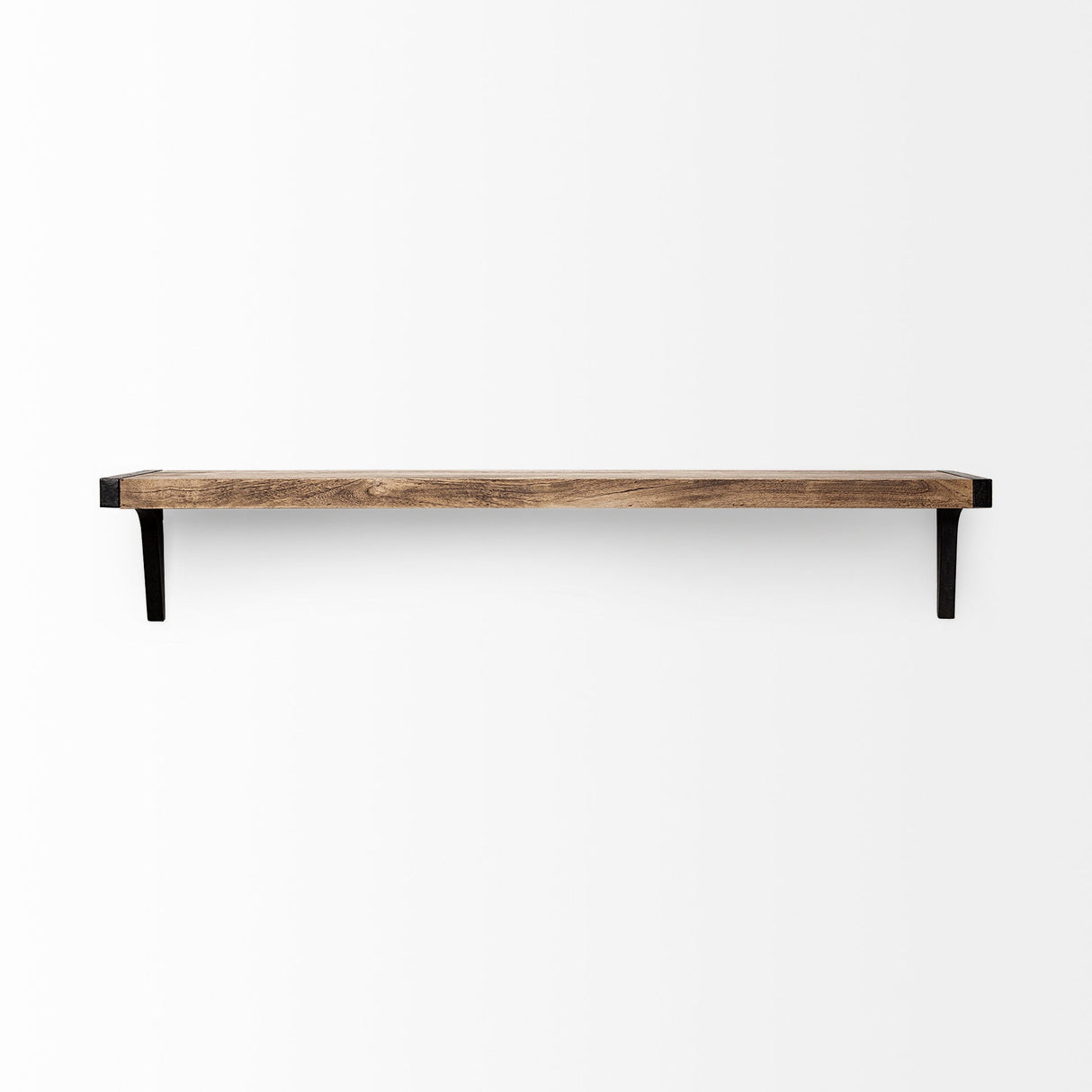 Dion I Brown Wood W/Black Metal Wall Shelf by Mercana at Eve Furniture