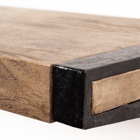 Dion I Brown Wood W/Black Metal Wall Shelf by Mercana at Eve Furniture