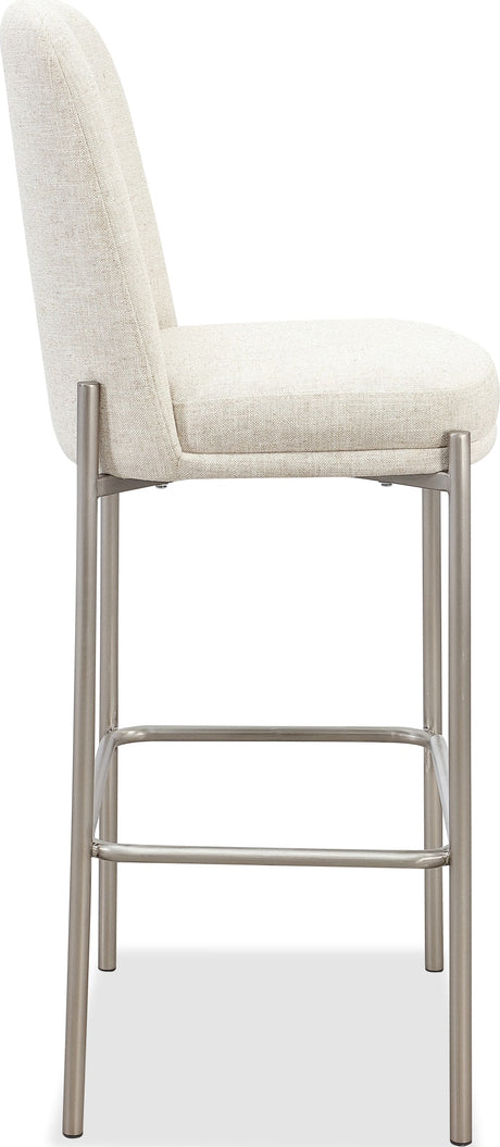 Dion Natural/Brushed Nickel Upholstered Bar Stool (Set of 2) by Modus Furniture at Eve Furniture