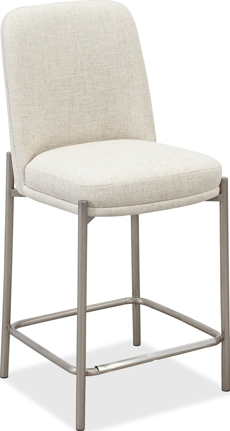 Dion Natural/Brushed Nickel Upholstered Counter Stool (Set of 2) by Modus Furniture at Eve Furniture