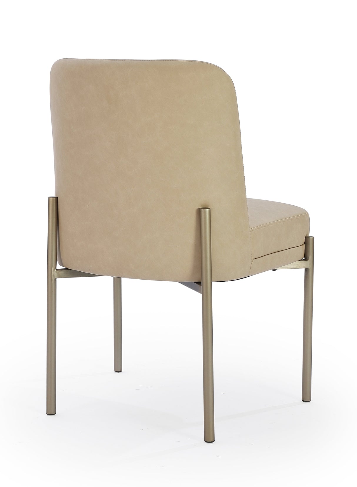 Dion Upholstered Dining Chair in Camel Synthetic Leather and Brushed Nickel Metal (Set of 2) by Modus Furniture at Eve Furniture