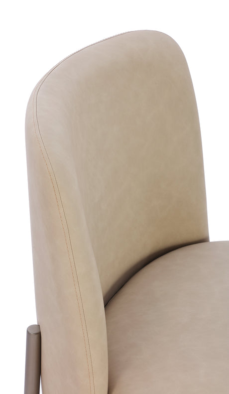 Dion Upholstered Dining Chair in Camel Synthetic Leather and Brushed Nickel Metal (Set of 2) by Modus Furniture at Eve Furniture