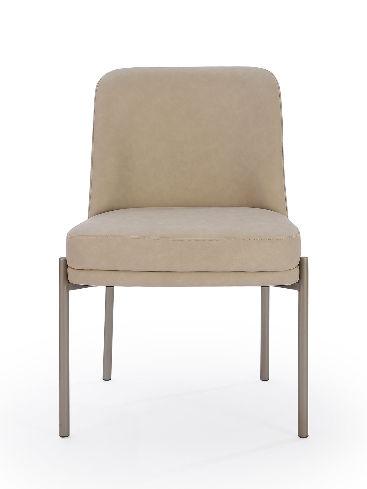 Dion Upholstered Dining Chair in Camel Synthetic Leather and Brushed Nickel Metal (Set of 2) by Modus Furniture at Eve Furniture
