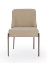 Dion Upholstered Dining Chair in Camel Synthetic Leather and Brushed Nickel Metal (Set of 2) by Modus Furniture at Eve Furniture
