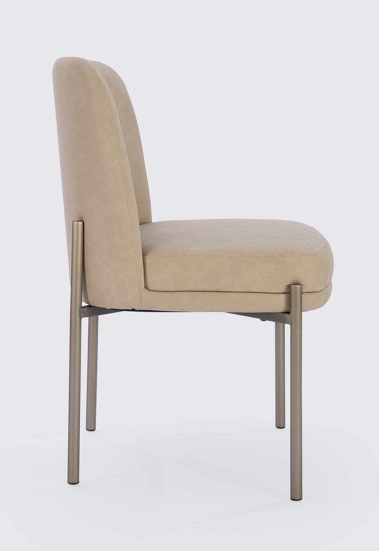 Dion Upholstered Dining Chair in Camel Synthetic Leather and Brushed Nickel Metal (Set of 2) by Modus Furniture at Eve Furniture