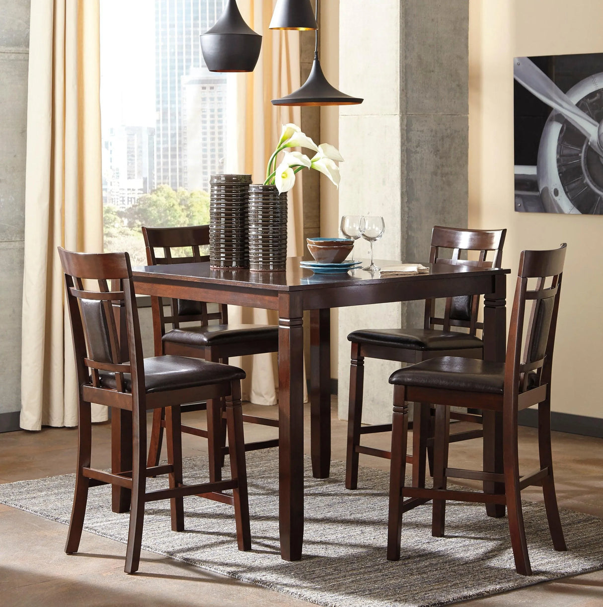 Dior Cappuccino 5-Piece Counter Height Set by Happy Homes at Eve Furniture
