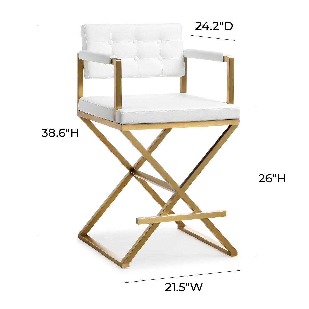 Director Performance Vegan Leather Stool with Gold Base by TOV Furniture at Eve Furniture