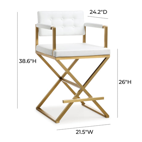 Director Performance Vegan Leather Stool with Gold Base by TOV Furniture at Eve Furniture